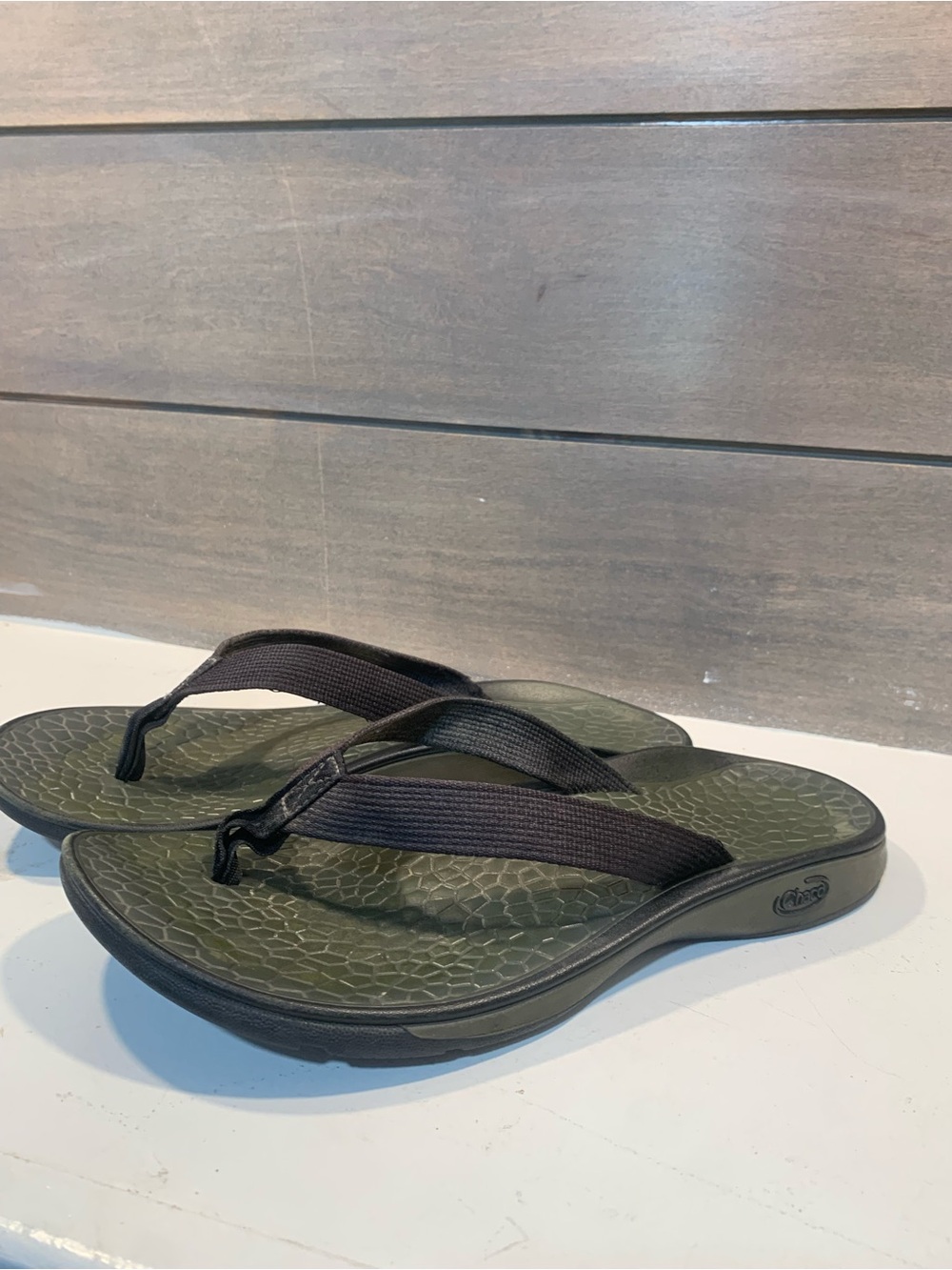 Chaco Mens Classic Flip EcoTread Sandal Black Green Sz 8 Casual Outdoor - Picture 5 of 7
